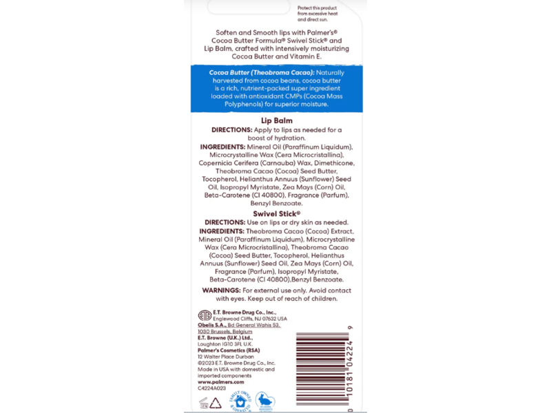 Palmer's Softens Smooths Lip Balm & Swivel Stick Duo Pack, 0.5 oz/14 g