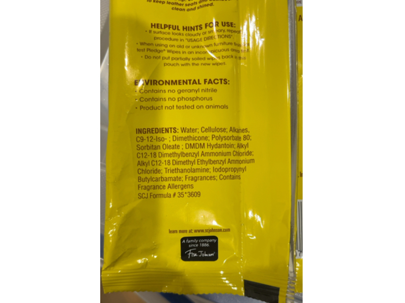 Pledge Shines & Wipes Wood Wipes, Lemon, 24 Counts