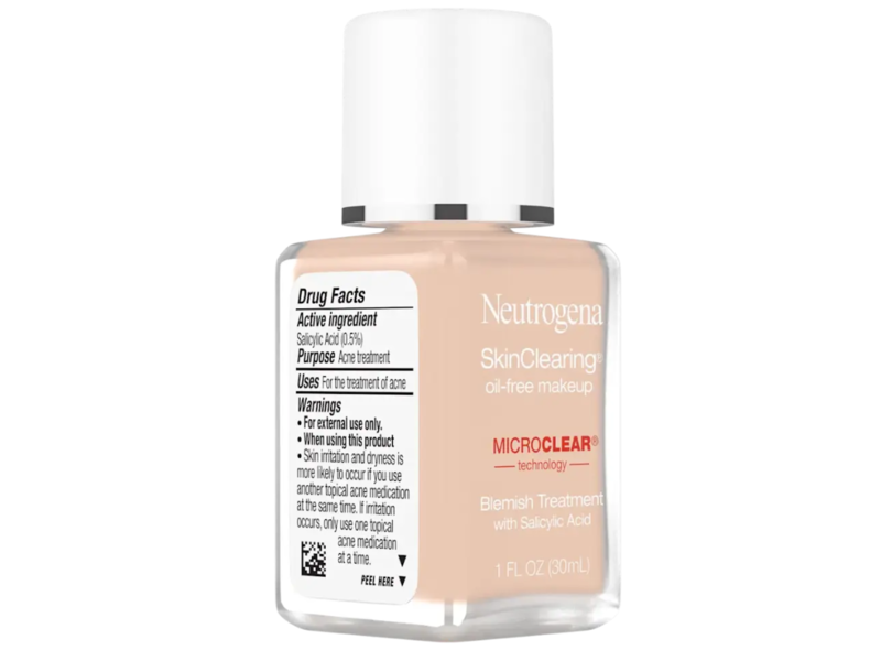 Neutrogena Skinclearing Oil-Free Makeup, 50 Soft Beige, 1 fl oz/30 mL