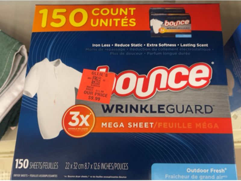 Bounce Wrinkle Guard Mega Dryer Sheets, Outdoor Fresh, 150 Sheets