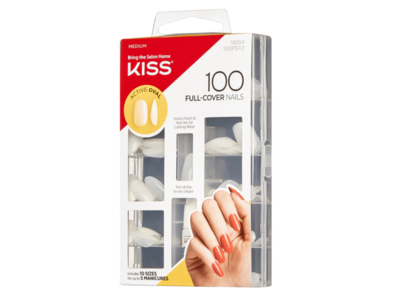Kiss Active Opal Full Cover Nail Kit, Medium, 0.10 oz/3 g, 100 Count