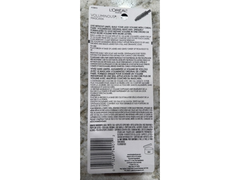 L’Oreal Paris Original Voluminous Mascara, Black, 0.28 fl oz/8 mL, Pack Of 2