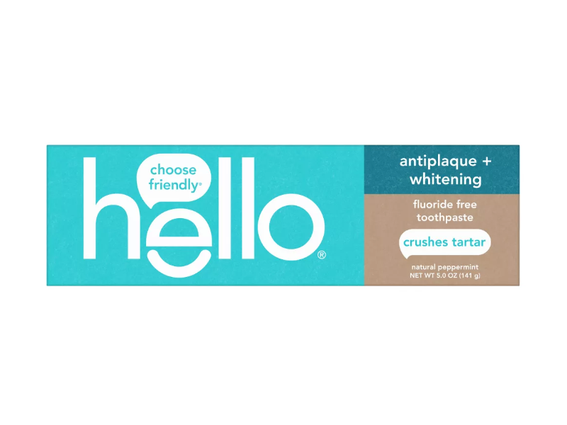 Hello Antiplaque + Whitening Fluoride Free Toothpaste, Natural Peppermint, 5 oz/141 g