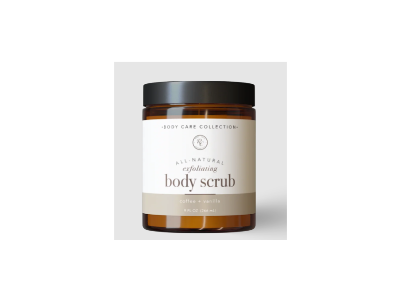 Rowe Casa Organics Exfoliating Body Scrub, Coffee + Vanilla, 9 fl oz/266 mL