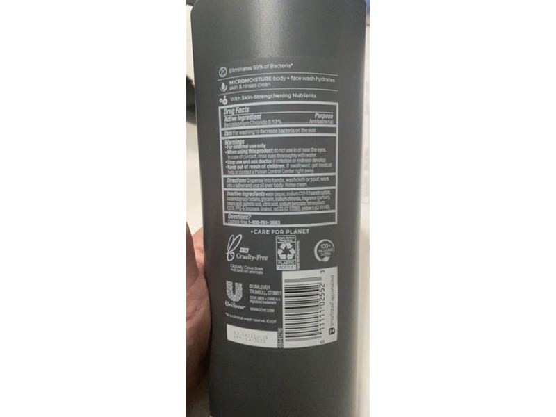 Dove Men+Care Body Wash, Skin Defense, Micromoisture, 18 fl oz/532 mL