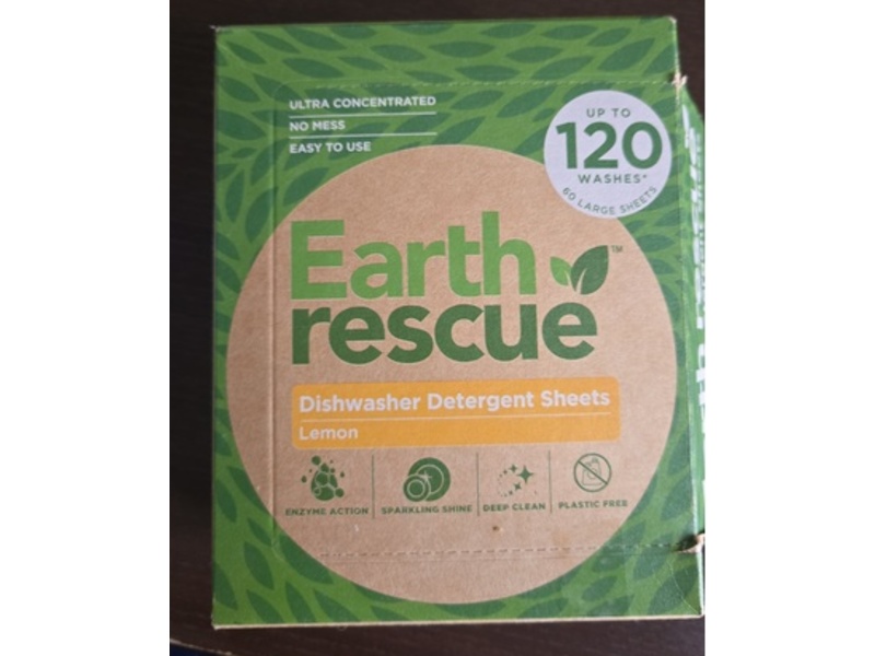 Earth Rescue Dishwasher Detergent Sheets, Lemon, 120 Count