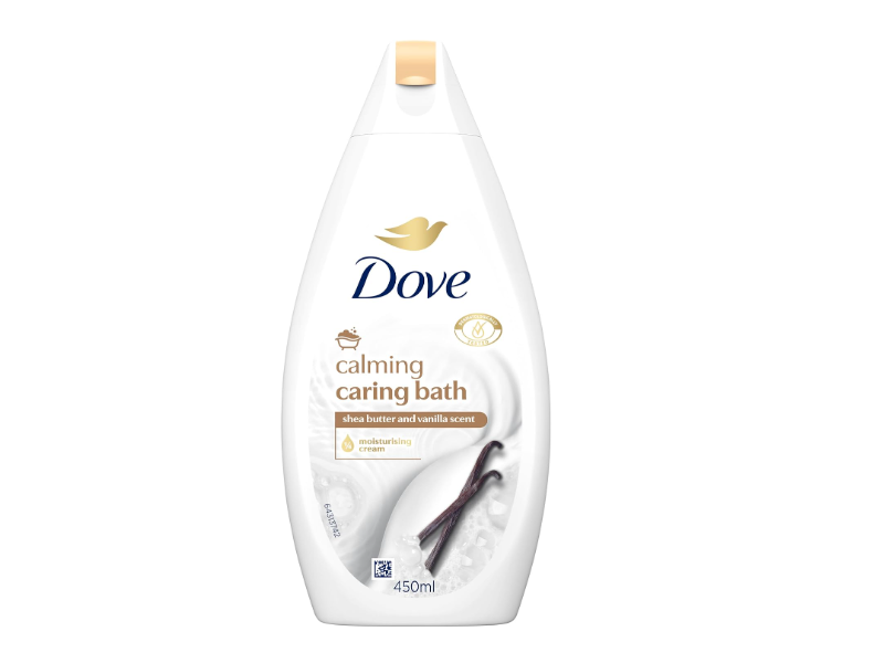 Dove Calming Caring Bath Moisturising Cream, Shea Butter And Vanilla Scent , 450 mL