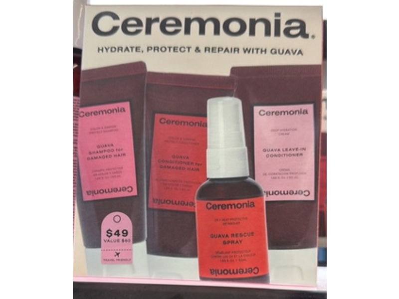 Ceremonia Guava On-The-Go Hair Kit, 1.69 fl oz/450 mL, 4 Count