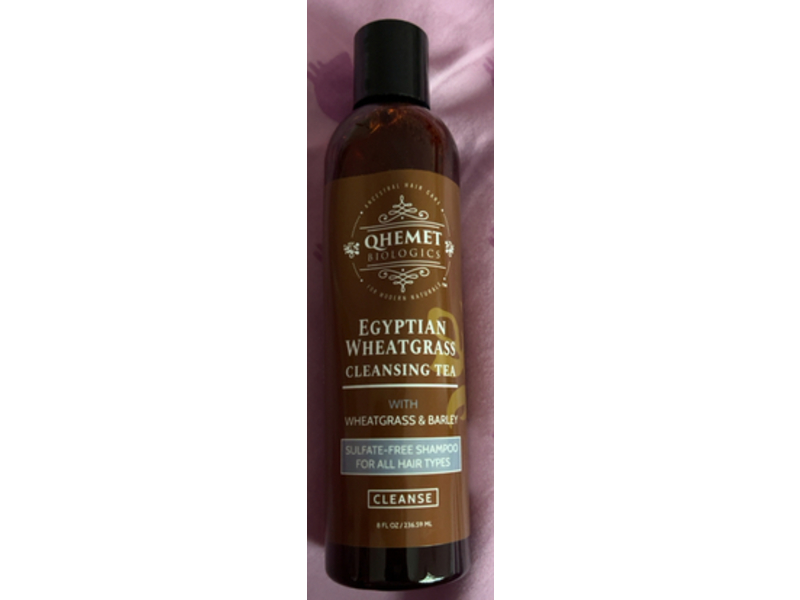 Qhemet Biologics Egyptian Wheatgrass Cleansing Tea Shampoo, Wheatgrass & Barley, 8 fl oz/236.59 mL