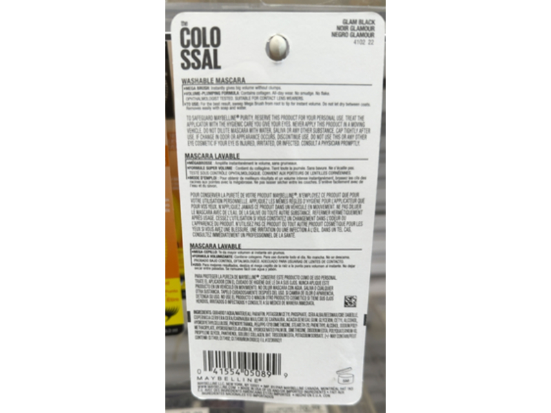 Maybelline New York The Colo Ssal Mascara, 230 Glam Black, 0.31 fl oz/9.2 mL