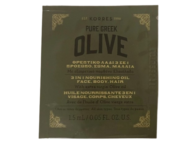 Korres Pure Greek Olive 3 In 1 Nourishing Oil, Olive Oil, 0.05 fl oz/1.5 mL