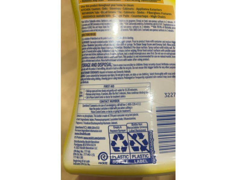 Lysol All Purpose Cleaner, Lemon Breeze, 19 fl oz/561 mL