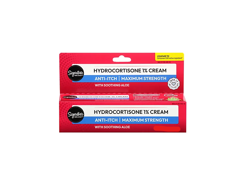 Signature Select Anti-Itch Hydrocortisone 1% Cream, Soothing Aloe, 1 oz/28 g