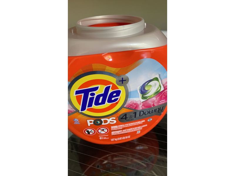 Tide 4 In 1 Liquid Laundry Detergent Pods, Downy, April Fresh, 61 count