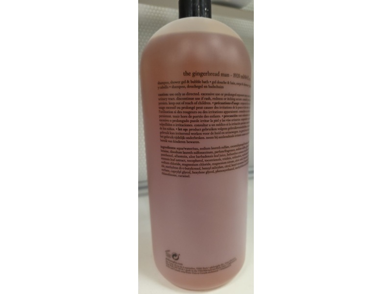 Philosophy The Gingerbread Man Shampoo Shower Gel & Bubble Bath, 64 fl oz/1920 mL