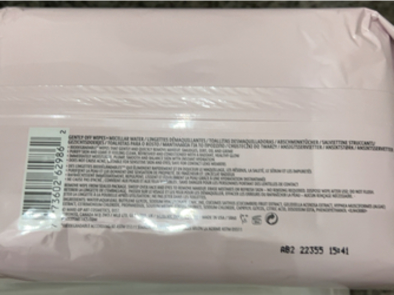 M.A.C Gently Off Wipes & Micellar Water, 80 Count