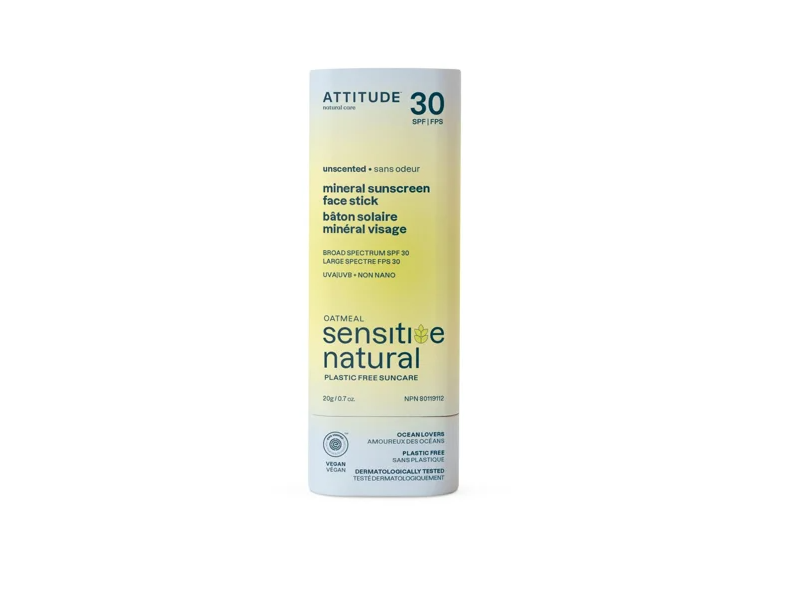 Attitude Mineral Sunscreen Face Stick, SPF 30, 0.7 oz/20 g