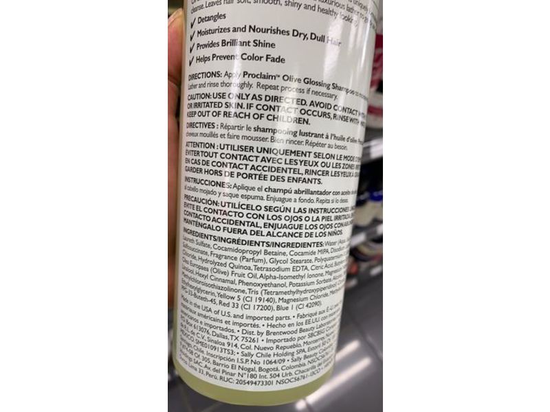 Proclaim Glossing Shampoo, Olive, 33.8 fl oz/1 L