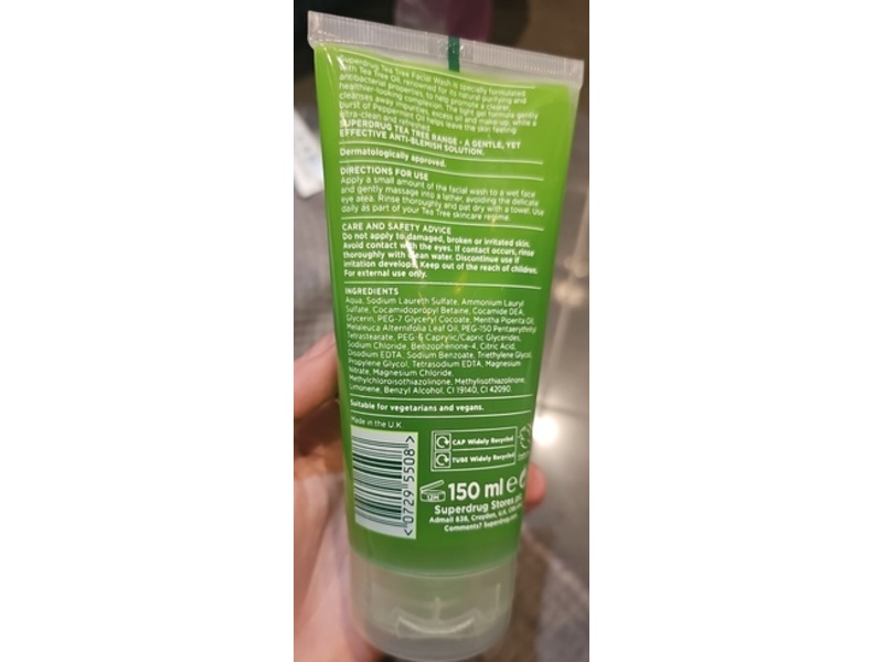 Tea Tree Facial Wash, Tea Tree & Peppermint Oils, 150 mL
