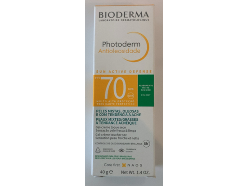 Bioderma Photoderm Anti-Oil Facial Sunscreen, Fini Mat, SPF 70, 1.4 oz/40 g