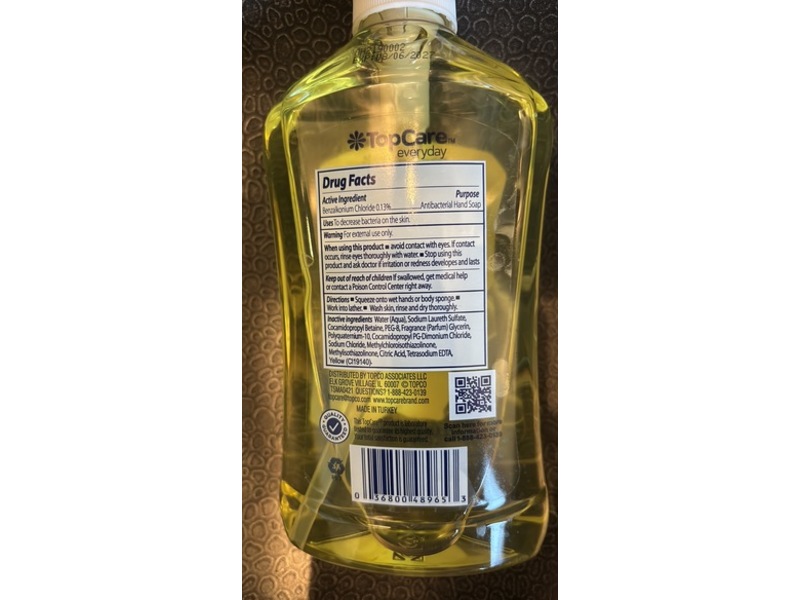 Topcare Everyday Antibacterial Hand Soap, Lemon, 16.9 fl oz/500 mL
