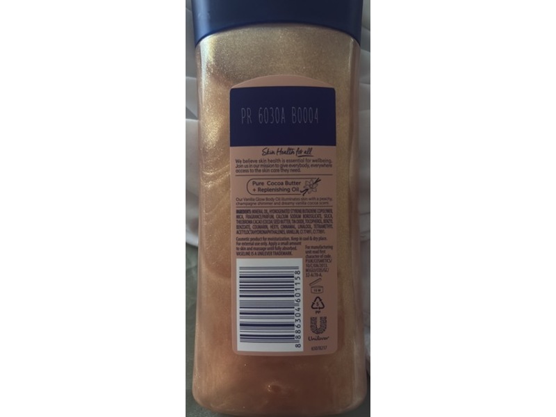 Vaseline Sunlit Shimmer Body Oil, Vanilla Glow, 200 mL