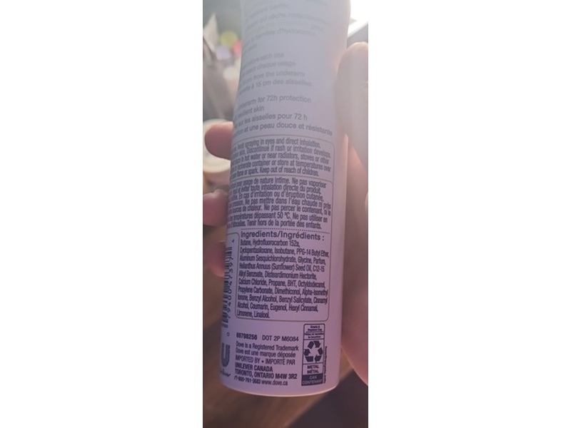 Dove Advanced Care Antiperspirant Dry Spray, Caring Coconut Scent, 3.7 oz/107 g