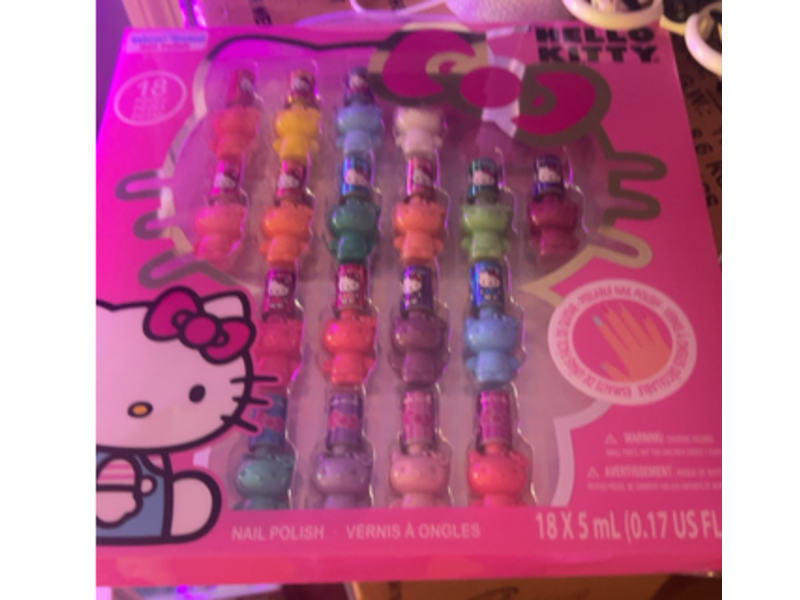 Townley Girl Hello Kitty Peel-Off Water-Based Safe Quick Dry Nail Polish Set, 18 Count