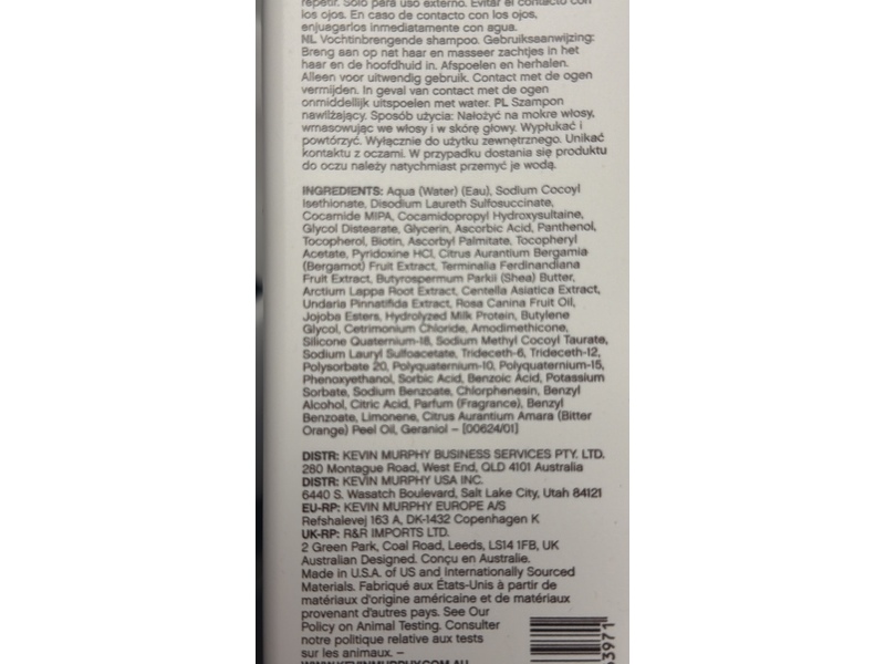 Kevin.Murphy Hydrate-Me.Wash Moisture Shampoo, 33.8 fl oz/1 L