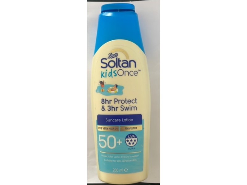 Boots Soltan Kids Once 8hr Protect & Play Suncare Lotion, SPF50+, 200 mL