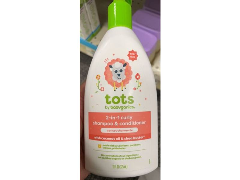 Babyganics Tots 2-In-1 Curly Shampoo & Conditioner, Apricot Chamomile, 11 fl oz/325 mL