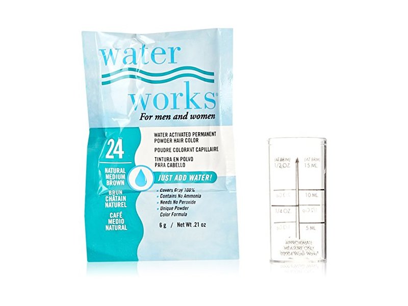 Water Works Water Activated Permanent Powder Hair Color, #24 Natural Medium Brown