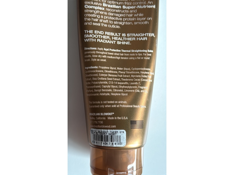 Brazilian Blowout Acai Protective Thermal Straightening Balm, 8 oz/240 mL