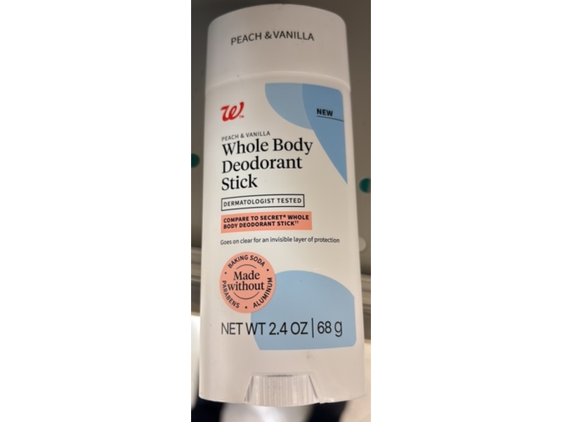 Walgreens Whole Body Deodorant Stick, Peach & Vanilla, 2.4 oz/68 g