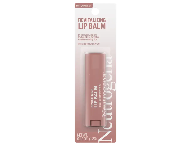 Neutrogena Revitalizing Lip Balm, SPF 20, Soft Caramel 50, 0.15 oz/4.2 g