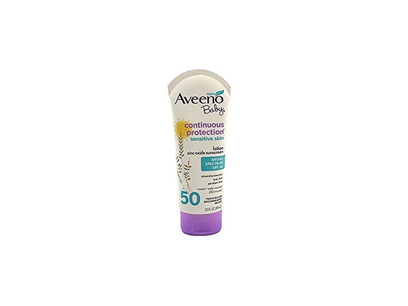 Aveeno Baby Continuous Protection Sensitive Skin Zinc Oxide Sunscreen Lotion, SPF50, 30 fl oz/88 ml