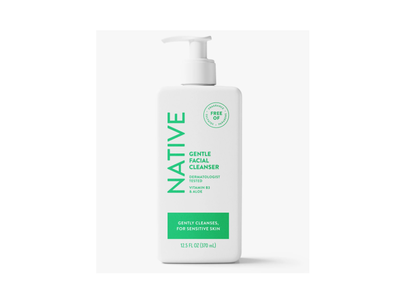 Native Gentle Facial Cleanser, Vitamin B3 & Aloe, 12.5 fl oz/370 mL