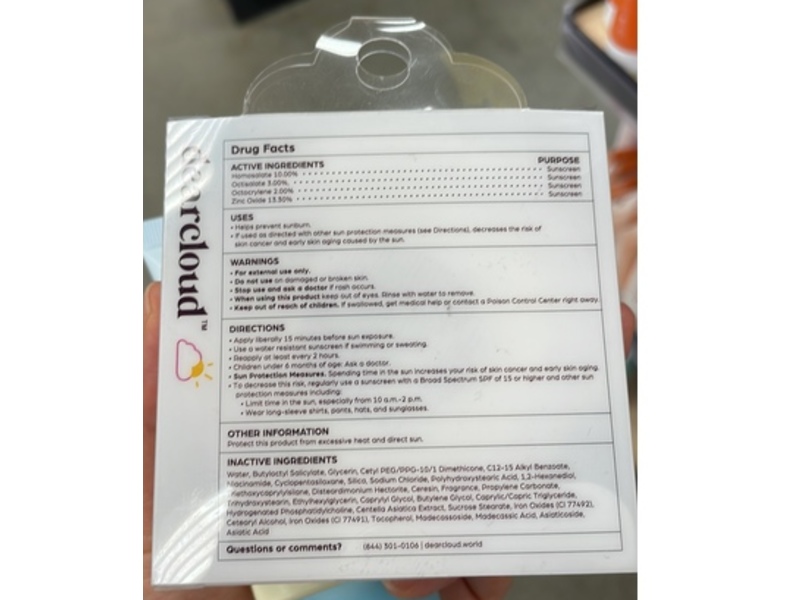 Dear Cloud Dear Sun Tone Perfecting Cushion, SPF 50+ PA++++, 0.53 oz/15 g