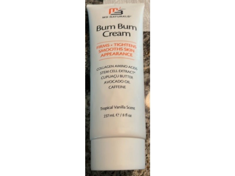 M3 Naturals Bum Bum Cream, Tropical Vanilla Scent, 8 fl oz/237 mL