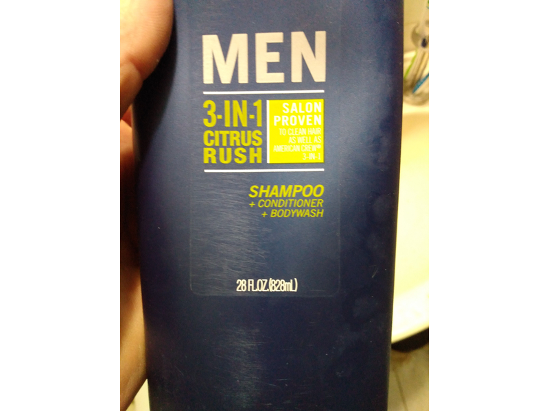Suave Men Shampoo + Conditioner + Bodywash, 3-In-1 Citrus Rush, 28 fl oz/828 mL