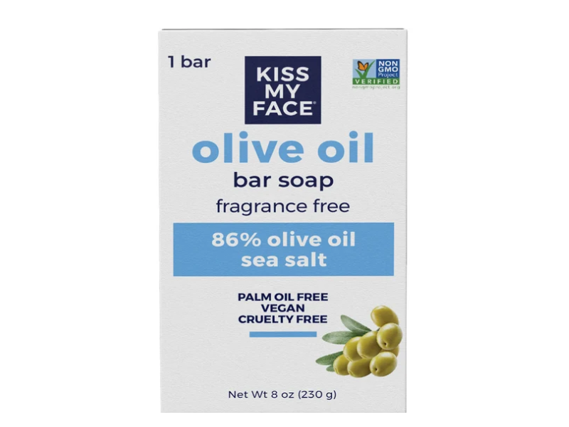 Kiss My Face Olive Oil Bar Soap, Fragrance Free, 8 oz/230 g