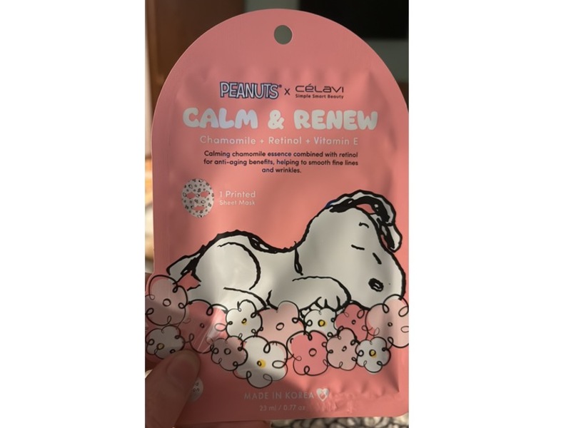 Peanuts X Celavi Calm & Renew Sheet Mask, 1 Count, Pack Of 5