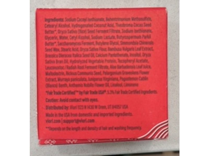 Viori Essential Oil Shampoo Bar, Chamomile Rose, 3.17 oz/90 g