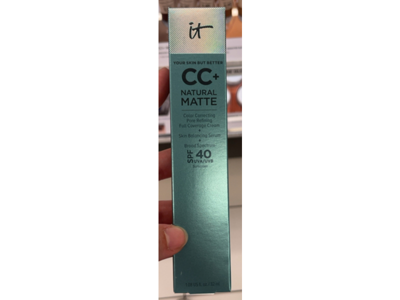 It Cosmetics CC+ Cream Natural Matte Foundation Sunscreen, SPF 40, Fair Warm, 1.08 fl oz/32 mL