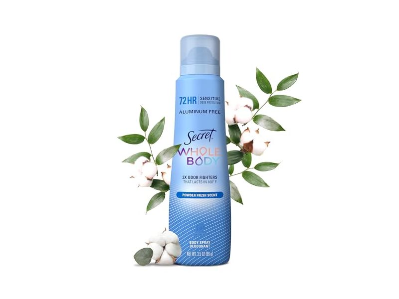 Secret Aluminum Free Whole Body Spray Deodorant, Powder Fresh Scent, 3.5 oz/99 g