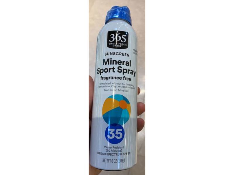 365 Whole Foods Market Mineral Sport Sunscreen Spray, SPF 35, 6 oz/170 g