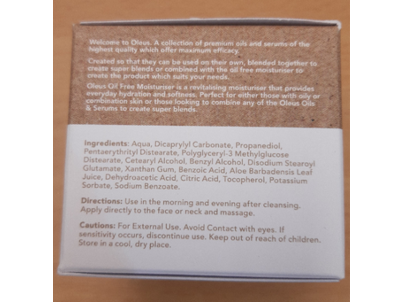 Oleus Hydrating Moisturiser, Oil Free, 50 mL