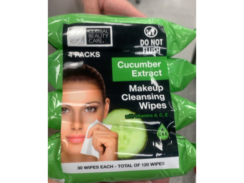 Global Beauty Care Cleansing Wipes, Cucumber, 120 Count (Pack of 4)