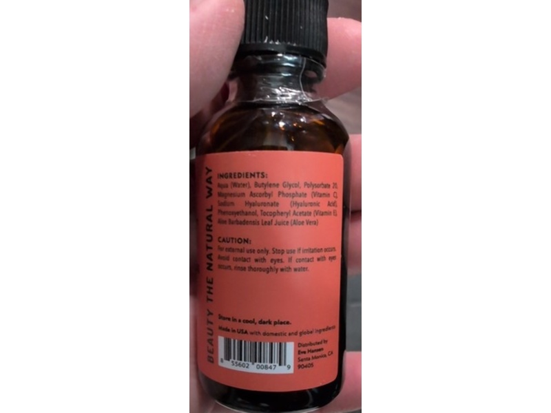 Eve Hansen Brightening Serum, Vitamin C+E, Hyaluronic Acid & Aloe, 1 fl oz/30 mL