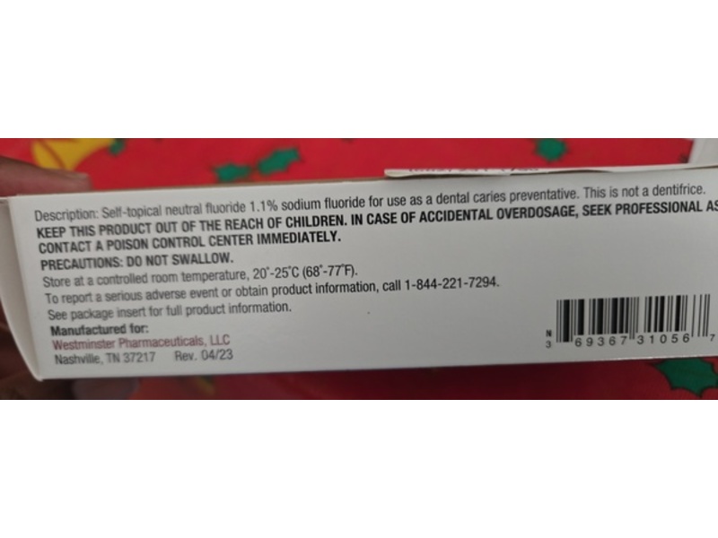 Sodium Fluoride Gel 1.1%, 2 oz/56 g, Westminster Pharmaceuticals (Rx)